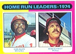 1975 Topps Mini Baseball Cards      307     Dick Allen/Mike Schmidt LL